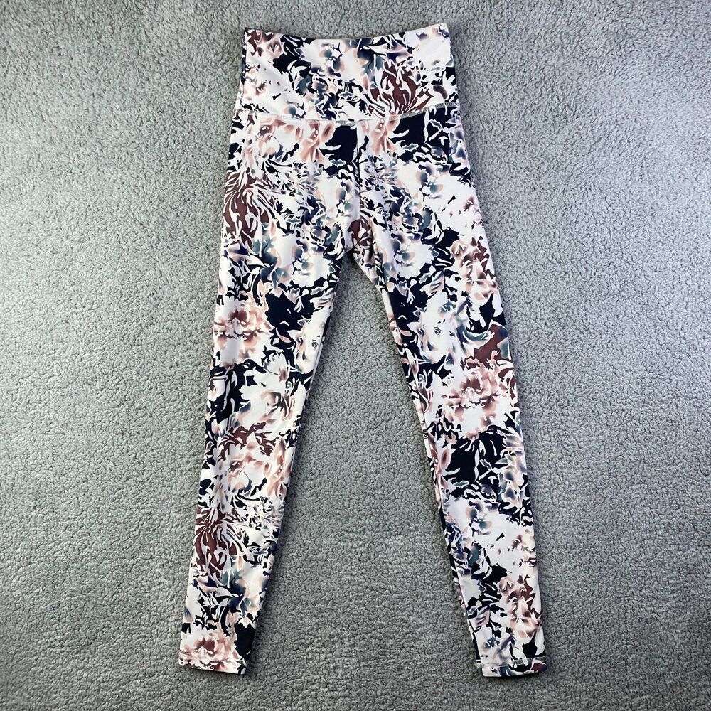 Balance Collection Womens Legging Sz S White Black Gray Floral Print High Waist